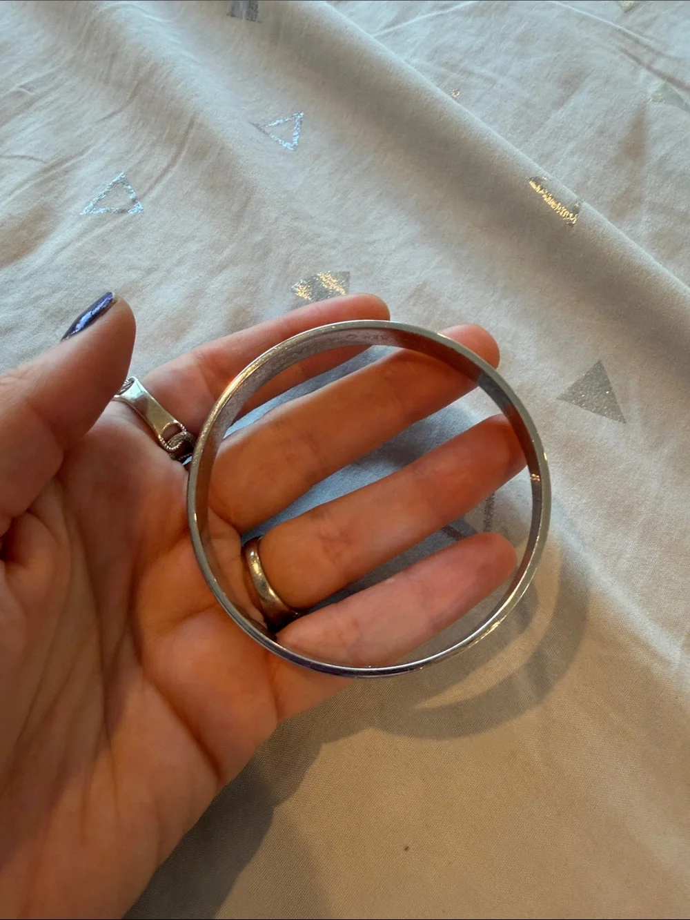 Kate Spade “be mine” Idiom Silver Engraved Metal Bangle Bracelet